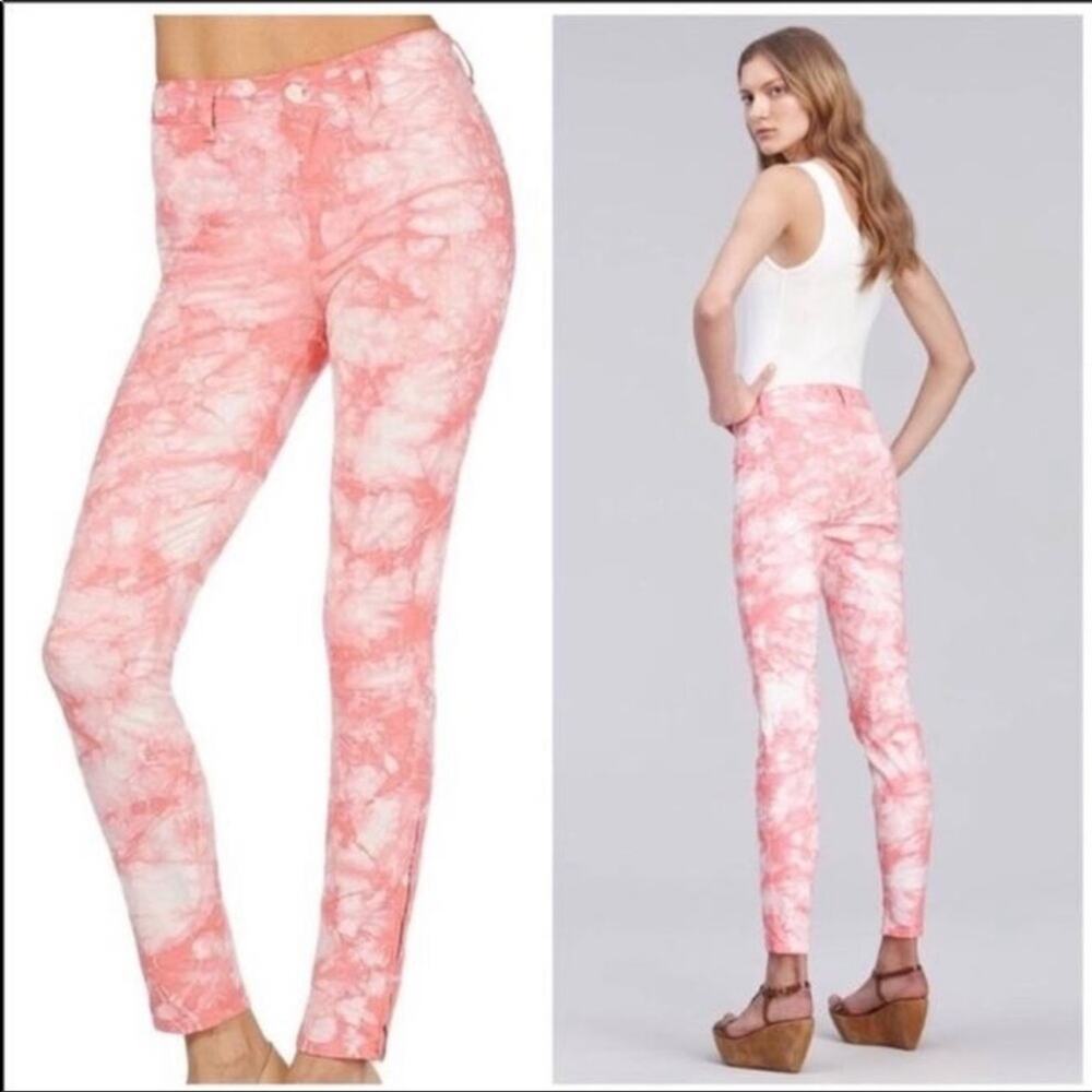 J Brand pink twisted coral tie dye skinny jeans size 26